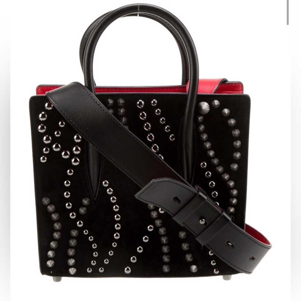 Christian Louboutin Paloma mini pika studded  Black and Red Studded Handbag tote